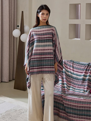 Cashmere fringe cape