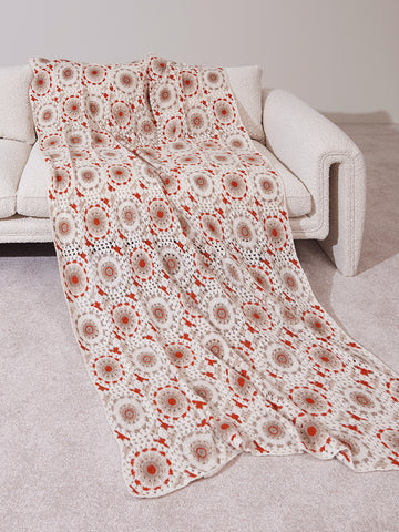 Handmade silk cashmere crochet throw