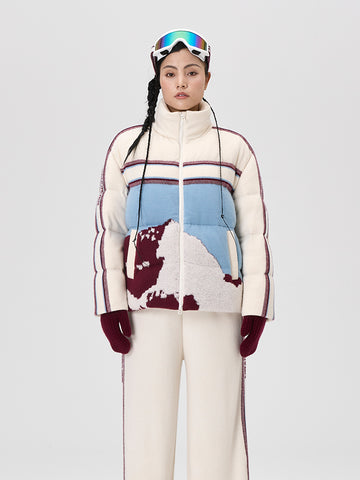 [Snow-Mountain Collection] Cashmere Jacquard Goose-Down Puffer Coat