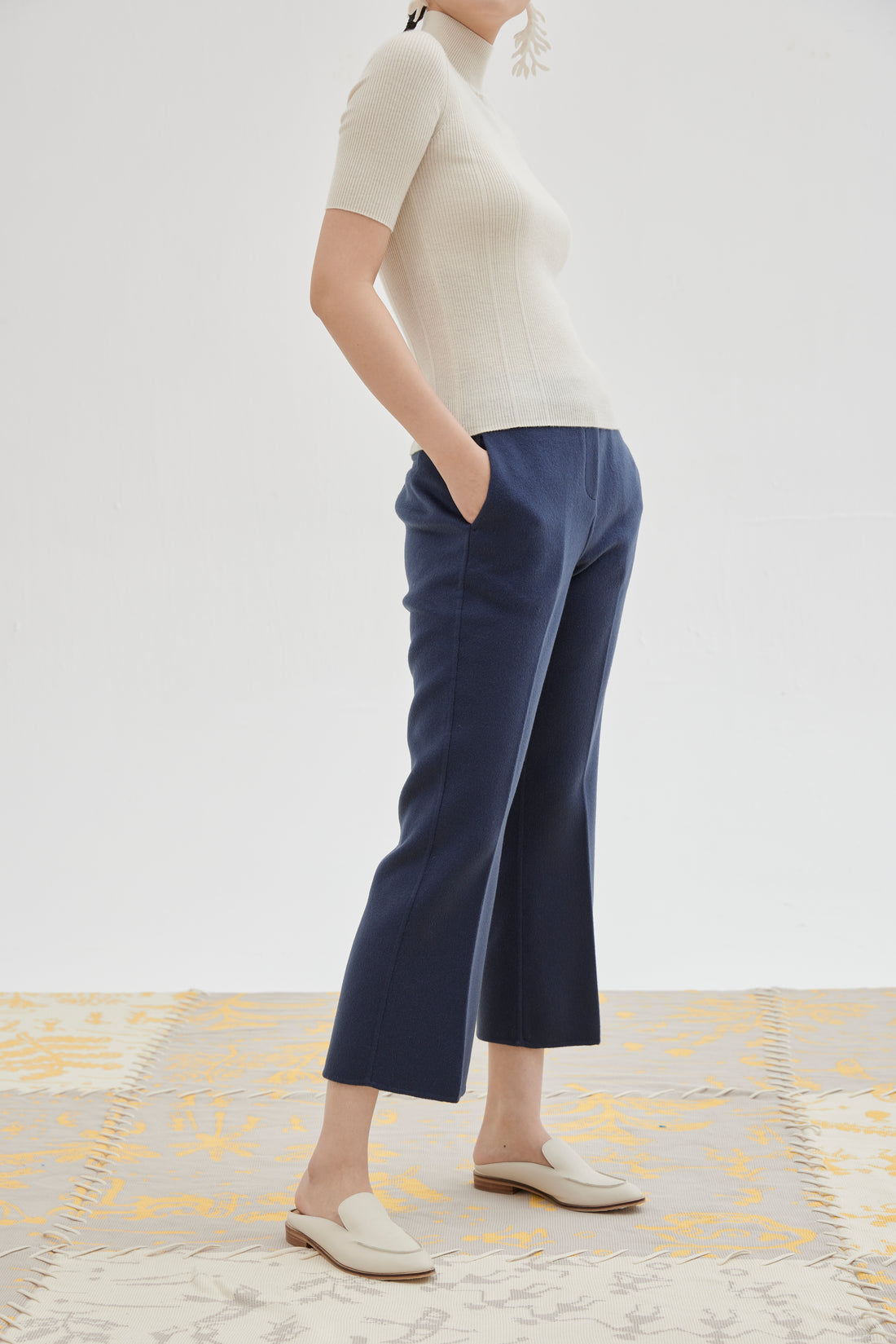 Women's flared cashmere trousers