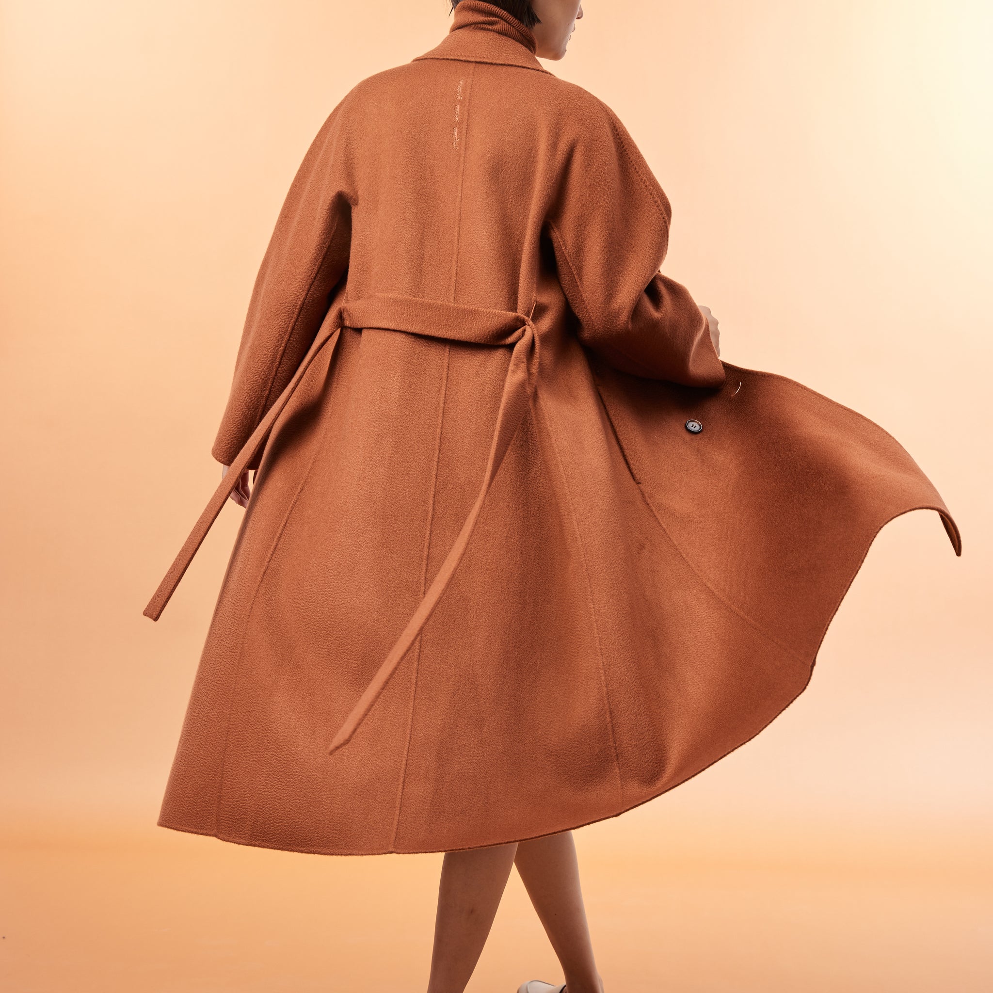 Women's double-breasted long cashmere coat