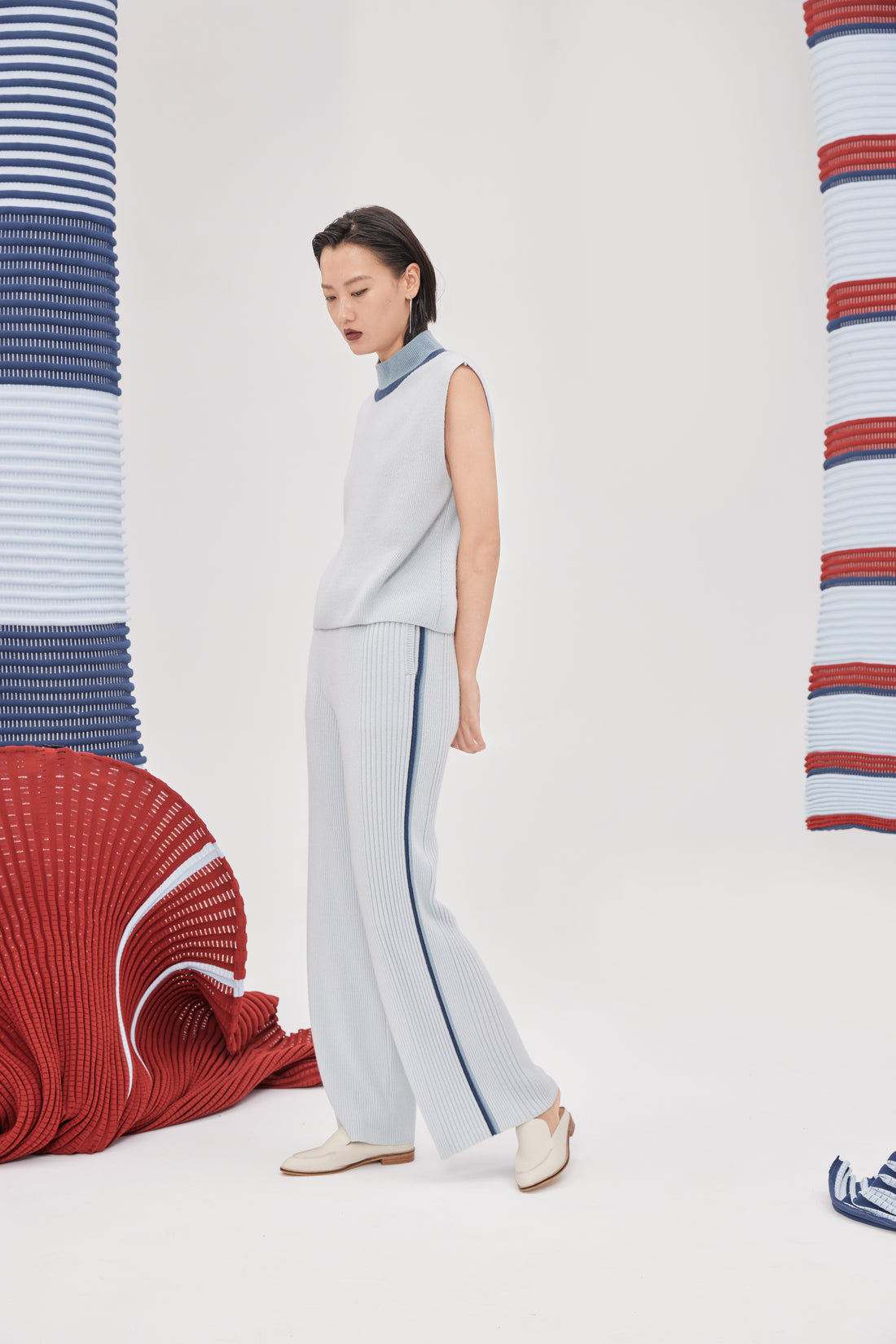 Women's cashmere knit straight trousers