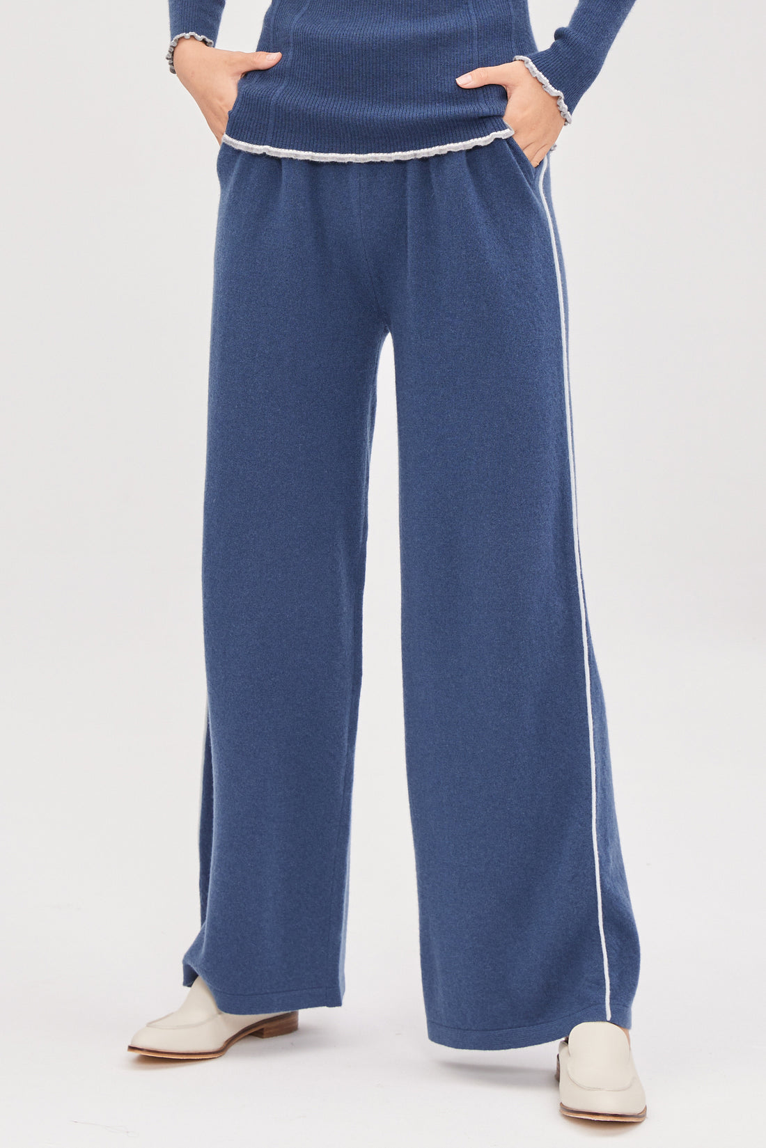 Women's knit cashmere straight trousers